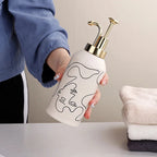 Bathroom Accessory Set with Abstract Face Print