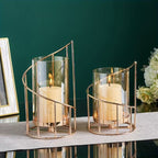 Glass Candle Holder Set with Metal Frame