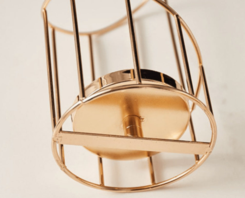Glass Candle Holder Set with Metal Frame
