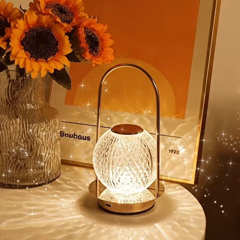 Glass Table Lamp with Metal Frame