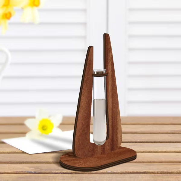 Test Tube Vase with Wooden Stand