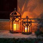 Wooden Candle Holder Lantern Set
